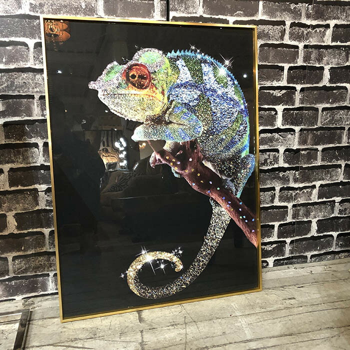 楽天市場】クリスタルアートパネル 送料無料 カメレオン アートパネル