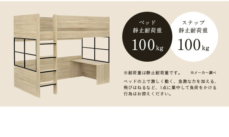 楽天市場】意匠登録申請中【ミニデスク付き】ハイタイプ ロフトベッド