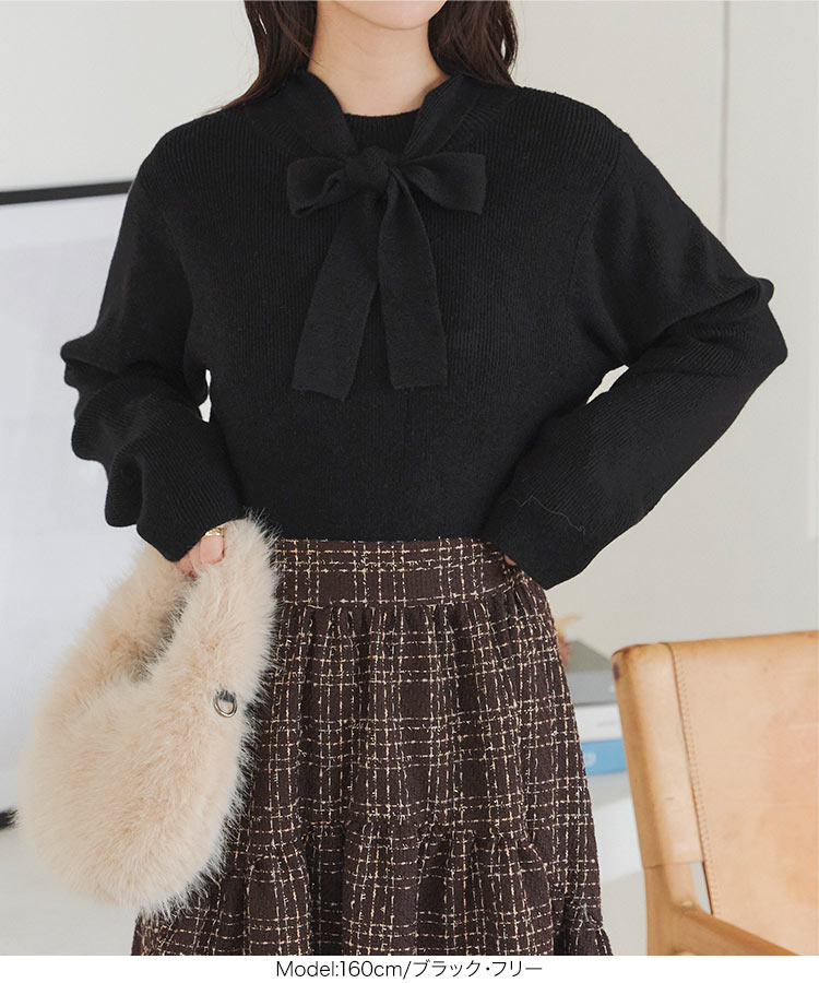 楽天市場】2way ボウタイ リボン ニット セーター プルオーバー [N1126
