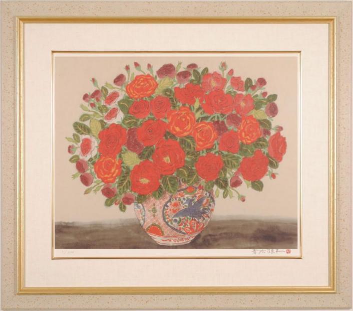 楽天市場】青木乃里子 薔薇・3 花 絵画 静物画 和風 ジークレー 版画