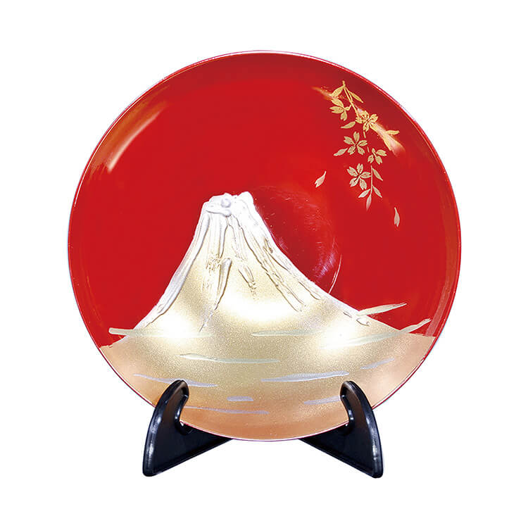 漆塗り三段重ね膳 桜模様三ッ盃 本錫 錫半 三ッ盃 天然木 本漆器 盃台