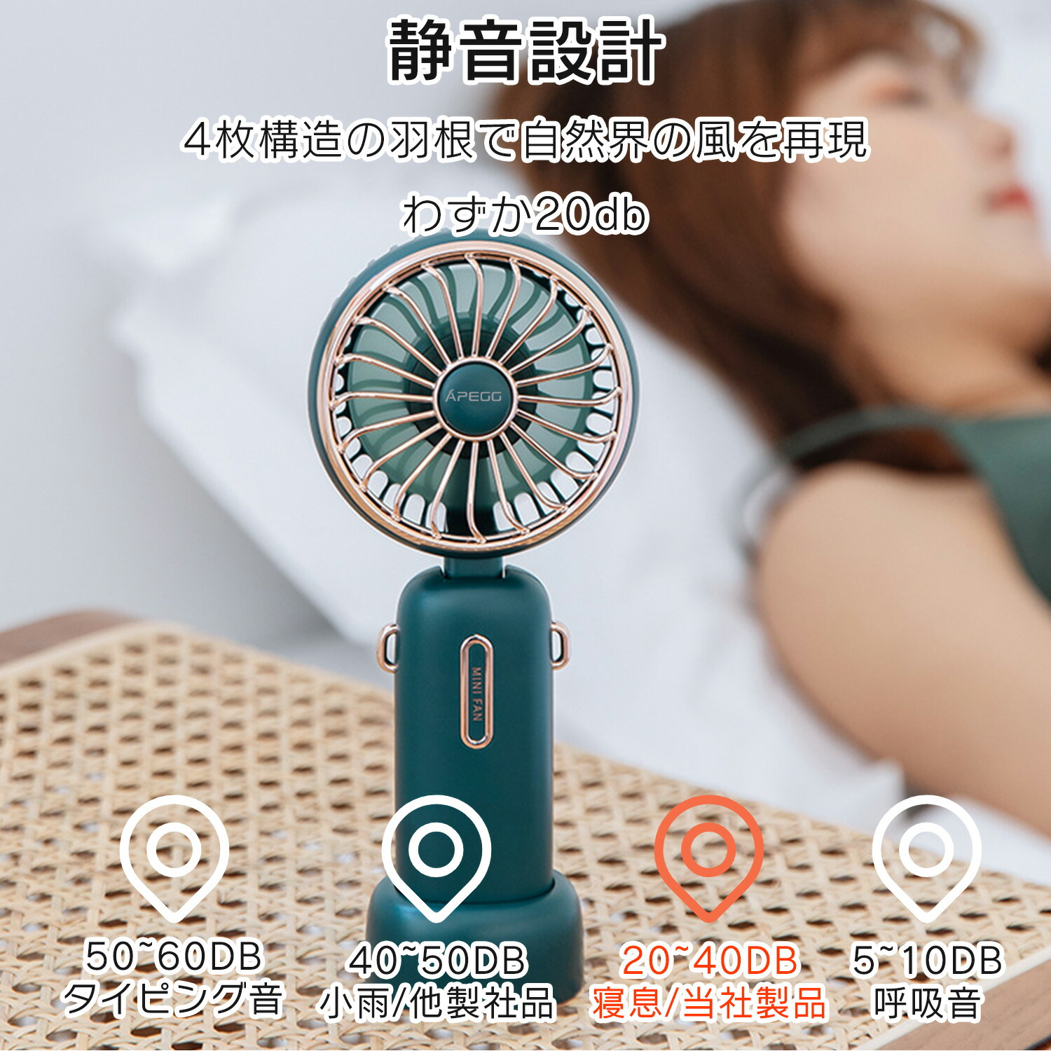 楽天市場】Apegg ハンディファン ハンディ扇風機 4800mAh 大容量 静音
