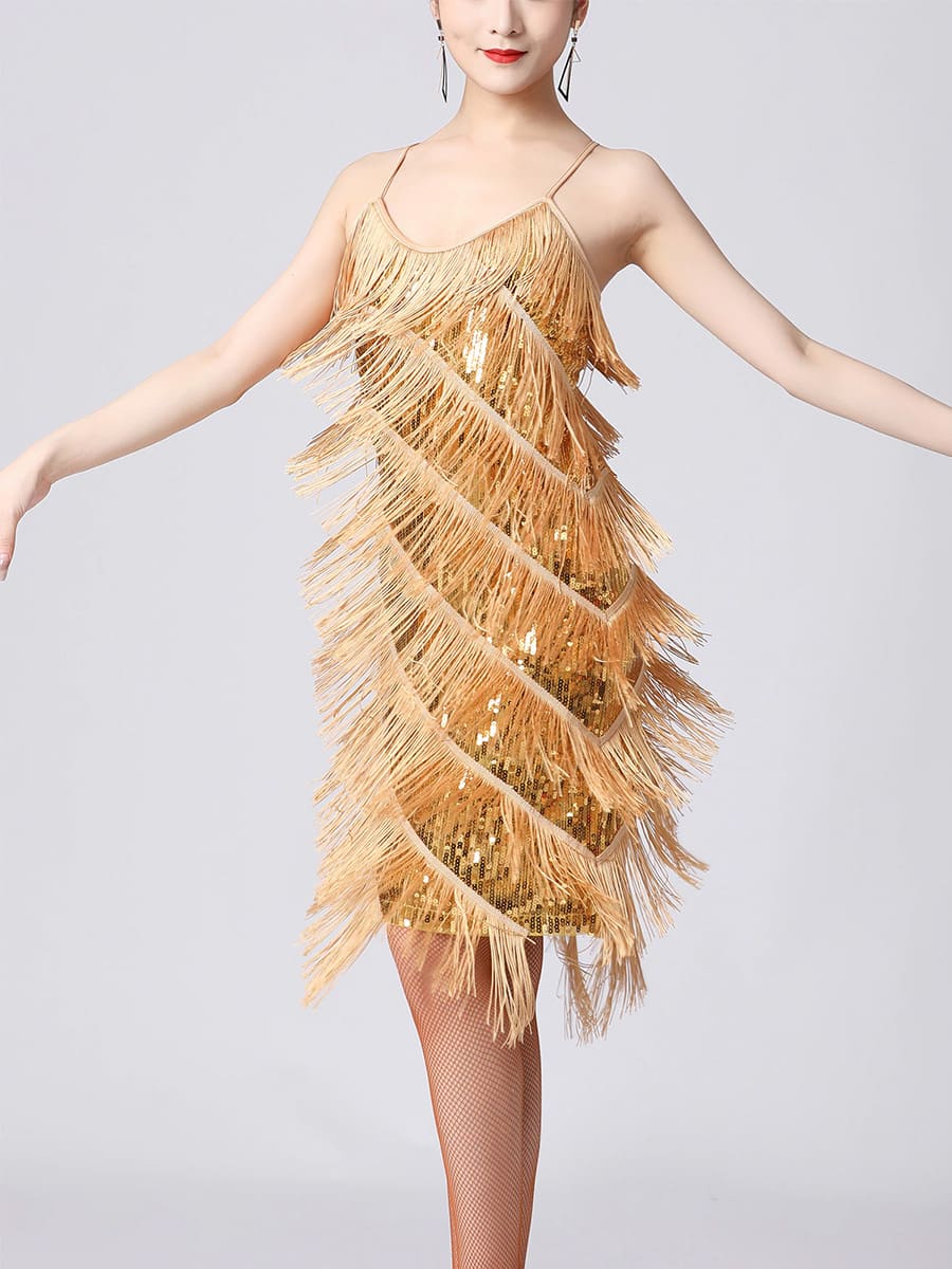 楽天市場】スパンコール フリンジ ワンピース ダンス衣装 ドレス