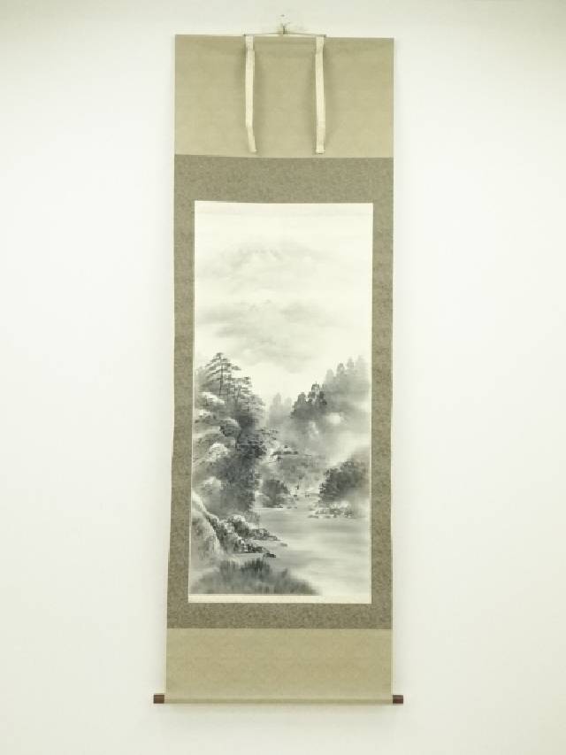 時代の掛軸 風景 肉筆保証 蔵整理不用品処理 中国美术品 X1093C16-9