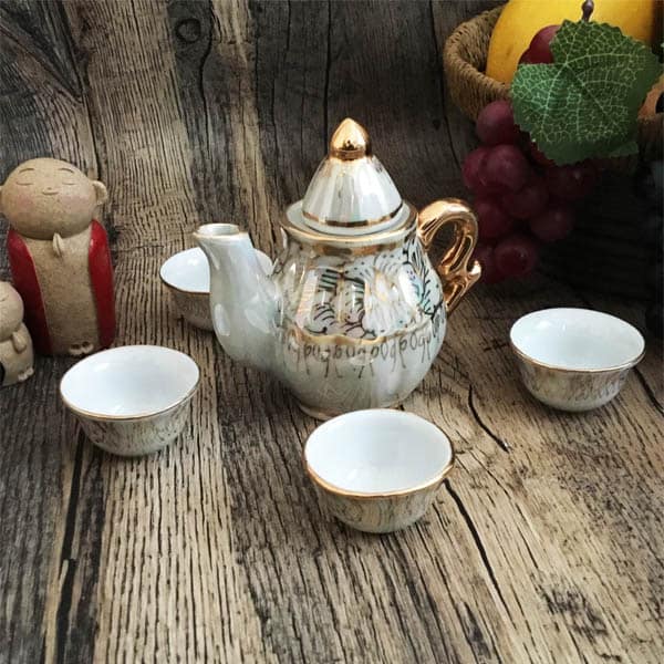 楽天市場】ベンジャロン焼き ティーポット＆カップ ホワイト×ゴールド