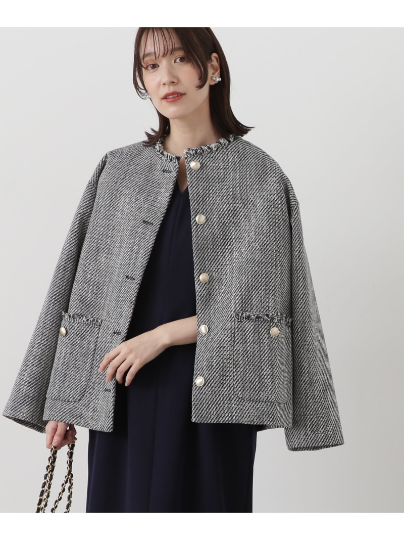 楽天市場】ノーカラーツイードブルゾン《S Size Line》 N. Natural