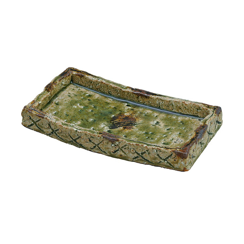 楽天市場】モスグリーン四ツ足陶板土 長角渕立皿 : TABLE ＆ STYLE