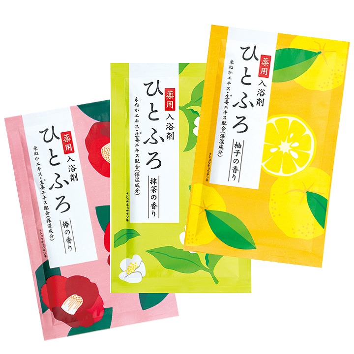 楽天市場】薬用入浴剤 ひとふろ 3種セット 椿・柚子・抹茶の香り