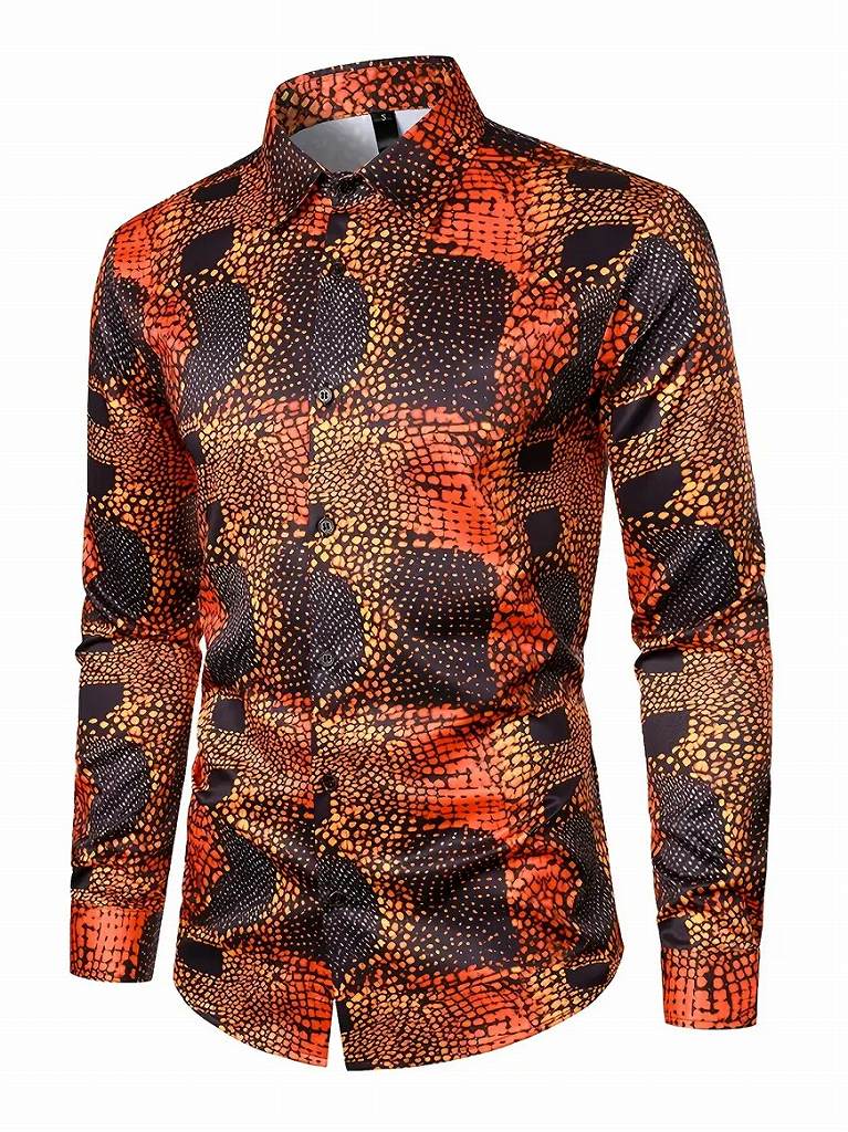 楽天市場】蛇柄モチーフ 長袖シャツ 赤 049 柄シャツ Yシャツ ドレス