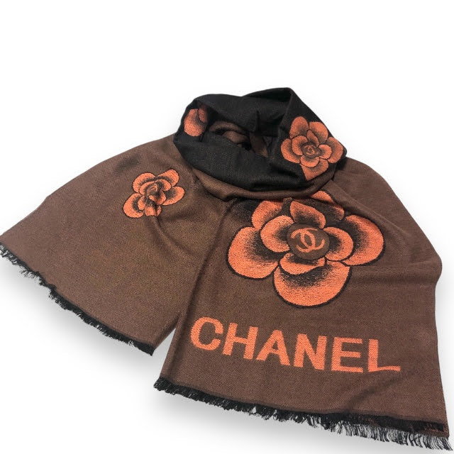 楽天市場】美品【CHANEL】シャネル カシミア×シルク カメリア 大判
