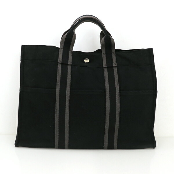楽天市場】エルメス HERMES ブラック キャンバス フールトゥ MM トート