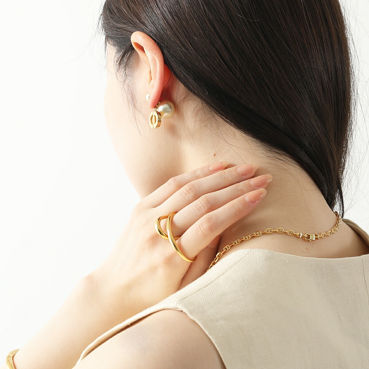 Dior シルバー ダブルリング ピアス(片耳用) Dior シルバー ダブル