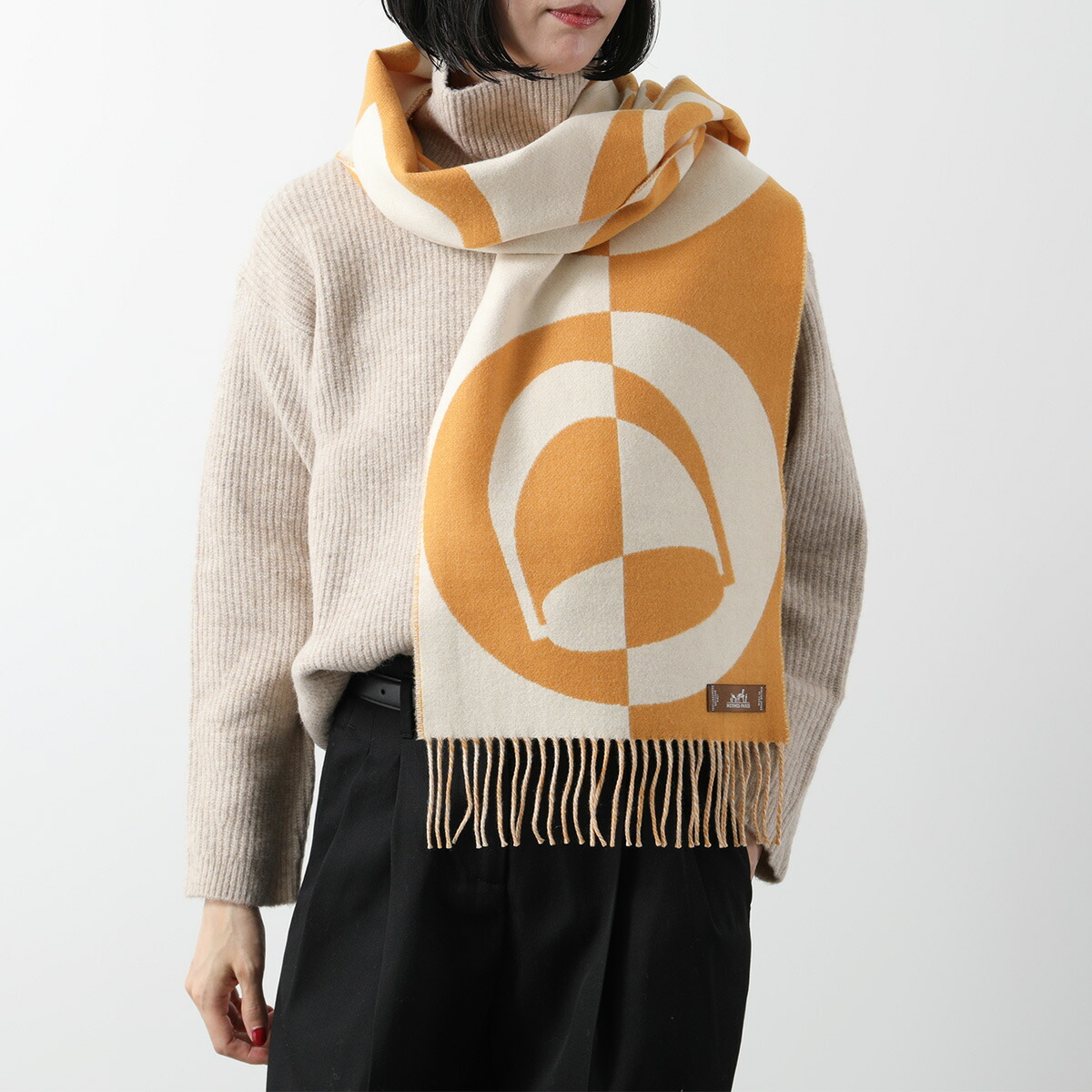 楽天市場】HERMES エルメス マフラー 140×30 カザック チャームズ