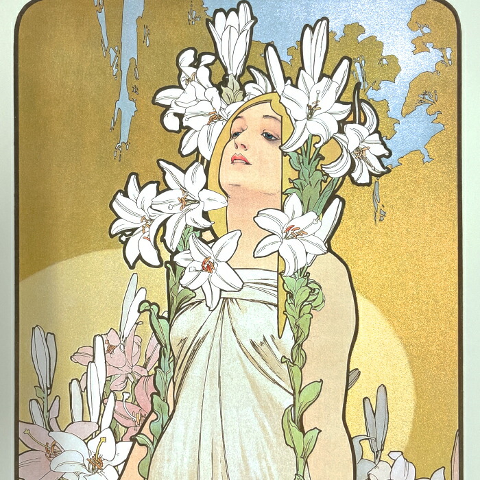 楽天市場】アルフォンス・ミュシャ 四つの花 リリー ボルドー ローズ