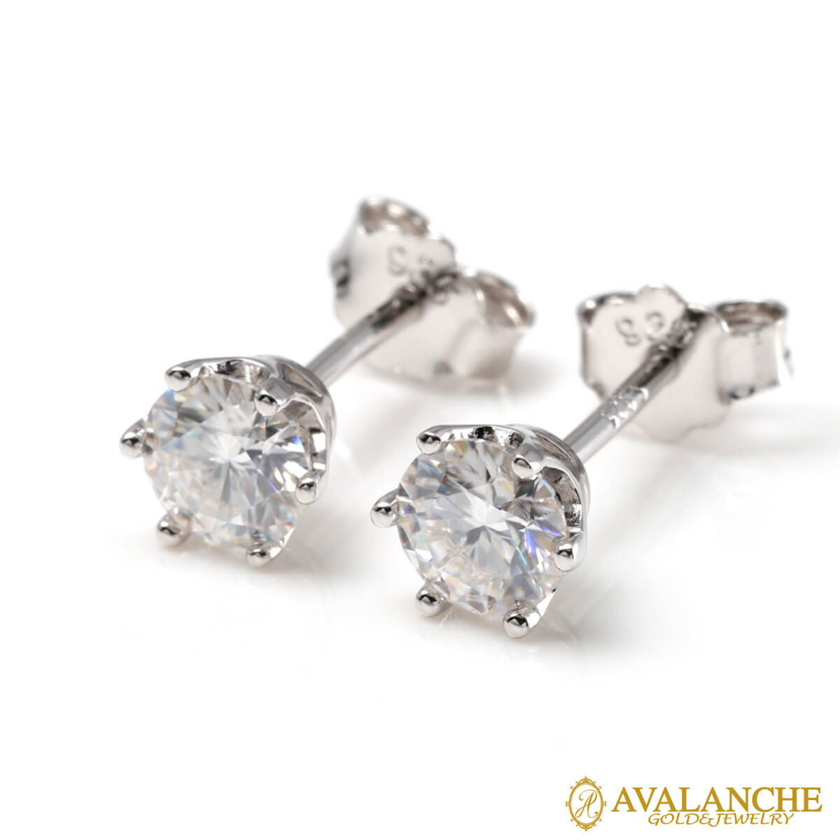 楽天市場】モアサナイト シルバー ソリティアピアス 5mm 6PRONG-0.5CT