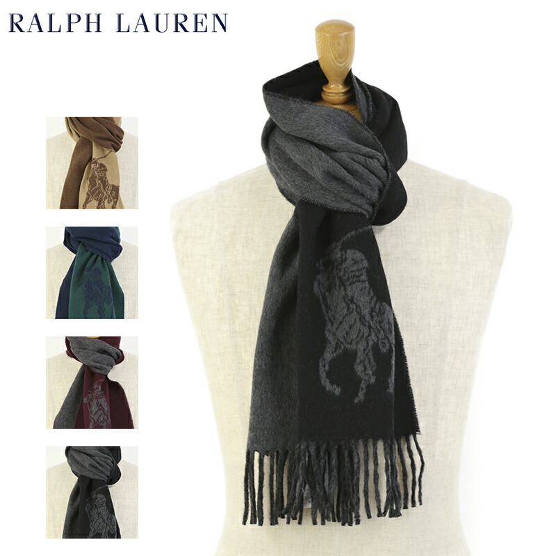 楽天市場】POLO Ralph Lauren Double-Faced BIG PONY Scarf Black