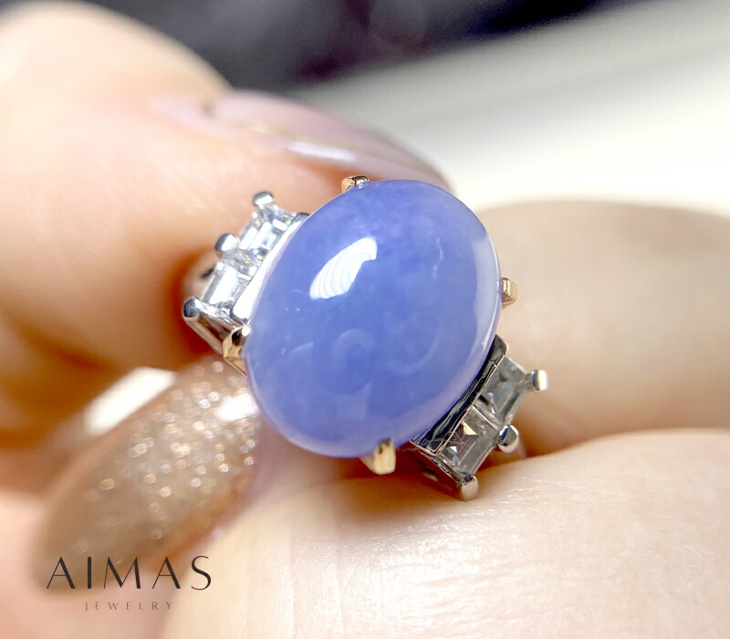 楽天市場】ラベンダー翡翠 5.058ct リング 10号 PT900 プラチナ K18YG