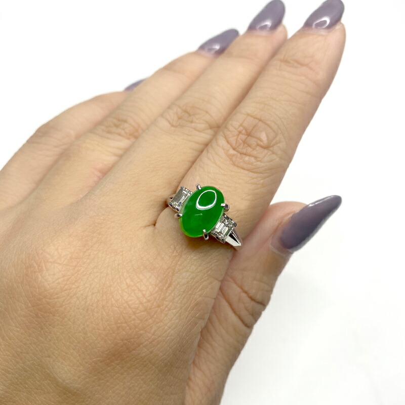 楽天市場】翡翠 10.55mm×7.55mm リング 11.5号 PT900 プラチナ