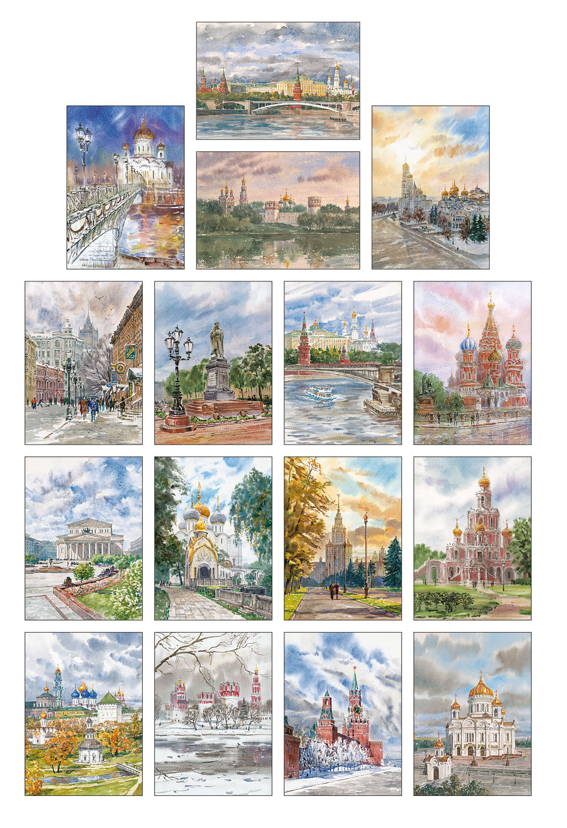 楽天市場】ロシア ポストカード集 16枚入り (モスクワ（アクリル画
