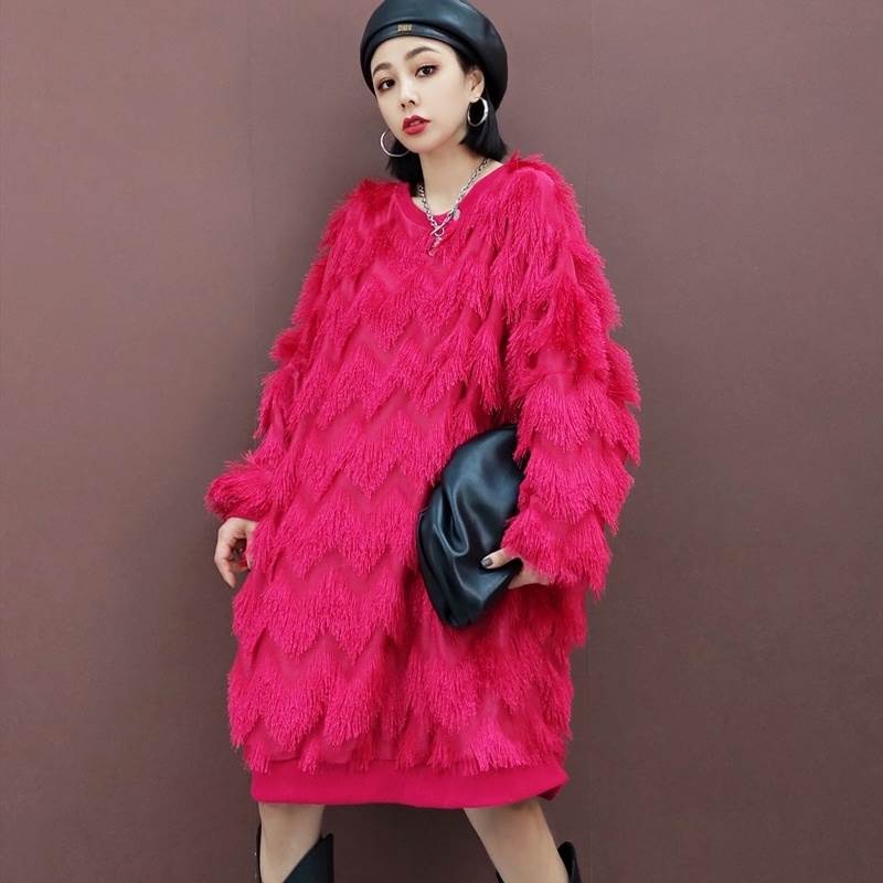 楽天市場】ワンピース ファー ベロア 2色 ロング レディース 膝丈