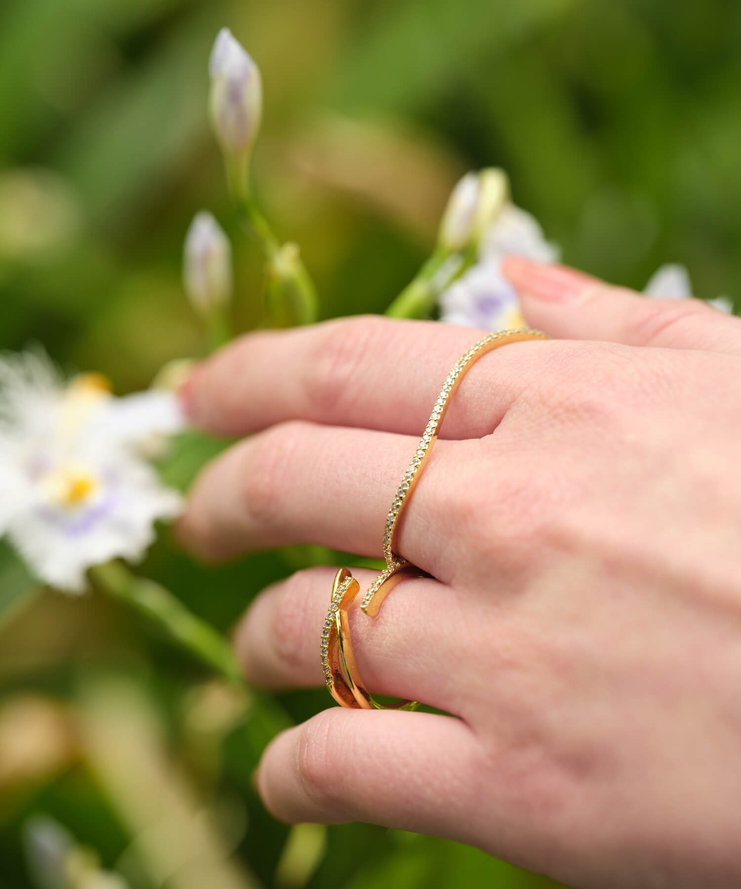 楽天市場】ビジューライン ダブルフィンガーリング 指輪 レディース