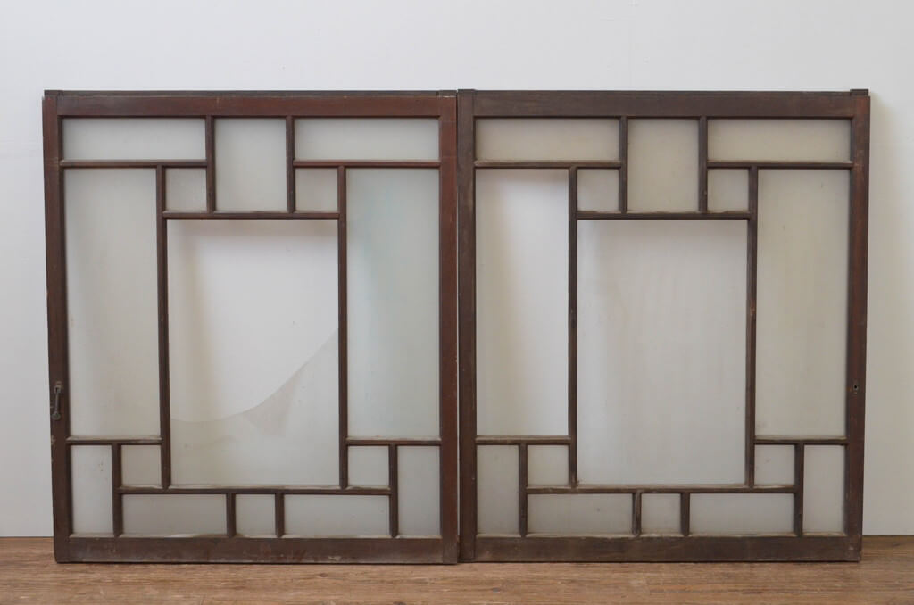 楽天市場】▽現状販売▽ アンティーク建具 ガラス窓 2枚セット 引き戸