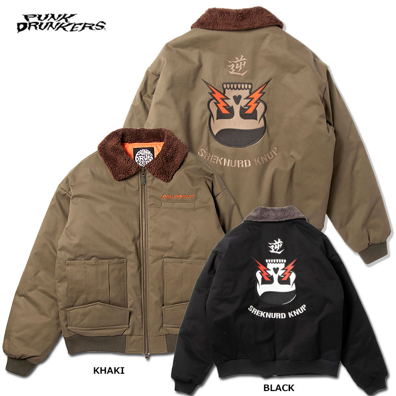 ポケット破れあり、PUNK DRUNKERS スカルプリント ジャケット XL