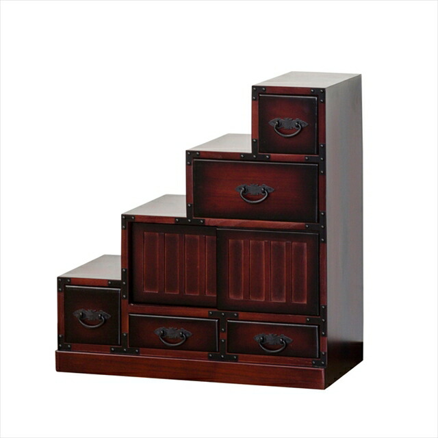 楽天市場】民芸調 家具 階段箪笥 左下がり ( 昔 古 和風 洋風 木製