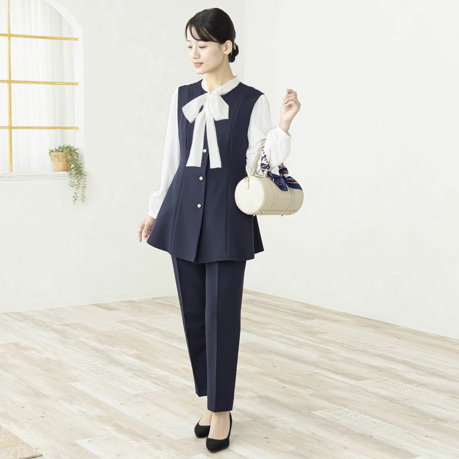 ジレ セットアップ パンツスーツ 3点セット セレモニー フォーマル L