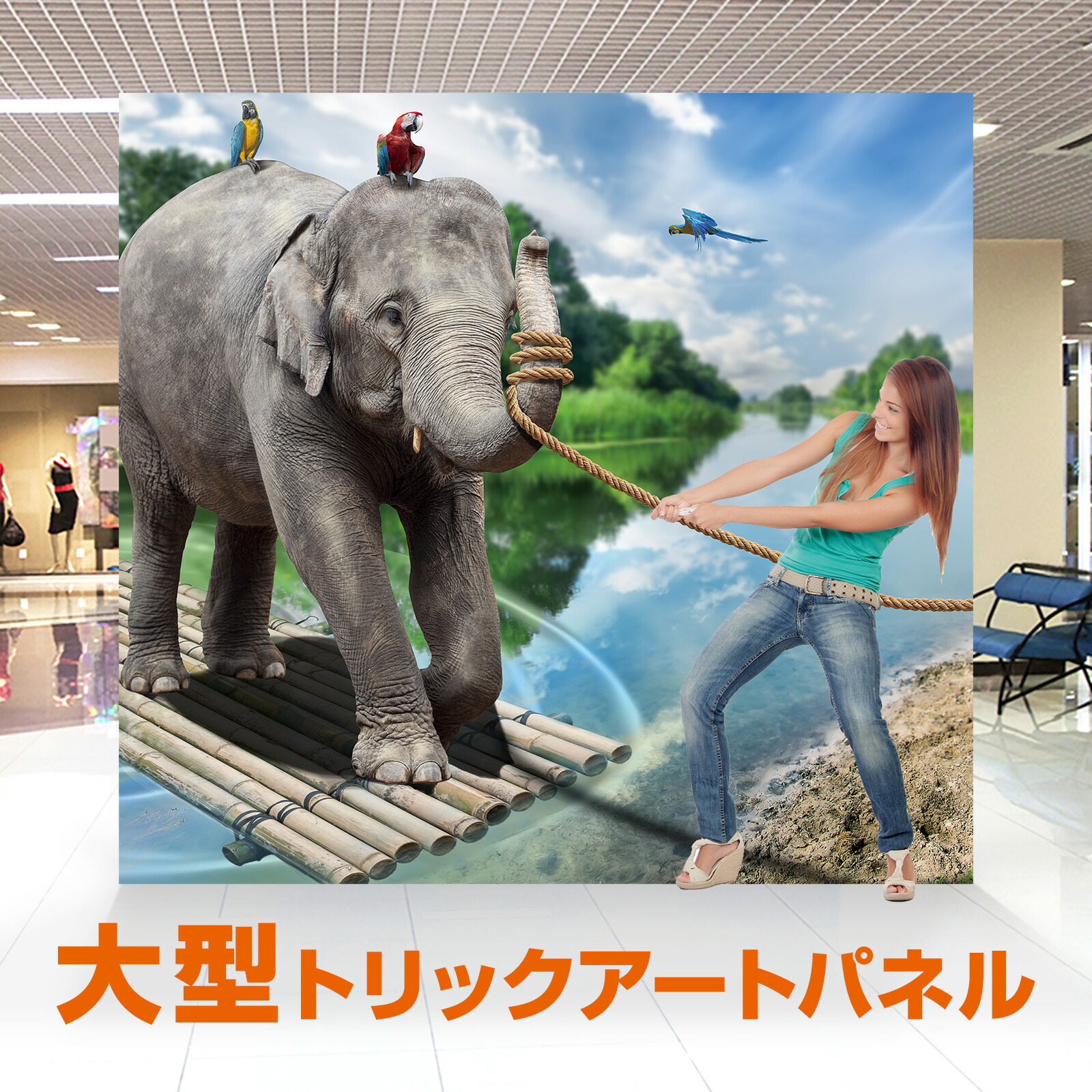 楽天市場】トリックアート 動物 ＜TRA-008象の運搬＞ エレファント 象