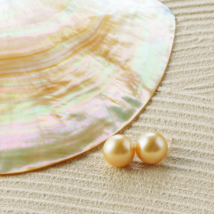 楽天市場】K18 天然 南洋ゴールデンパール ピアス 18金 南洋真珠 真珠