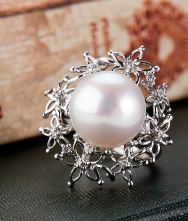 楽天市場】WGK18 南洋白真珠 パール 大粒 真珠 リング 指輪 ホワイト