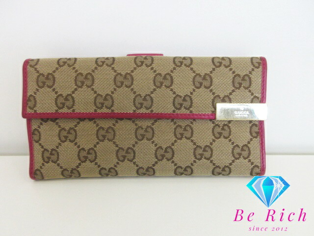 楽天市場】グッチ Wホック 二つ折り 長財布 GG キャンバス レザー ロゴ