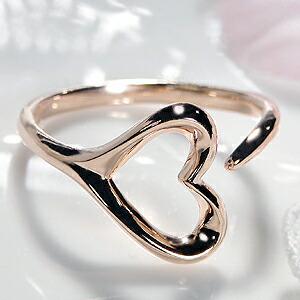 楽天市場】K10PG/YG/WG 地金 オープンハート リング【送料無料