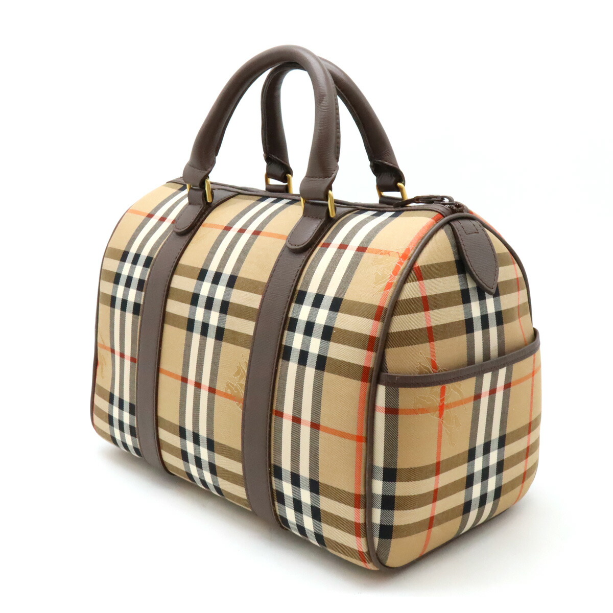 美品】BURBERRY バーバリー ボストンバッグ ナイロンキャンバス レザー