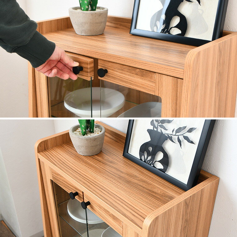 楽天市場】キャビネット ガラス扉 おしゃれ 木製 3段 幅60 ガラス