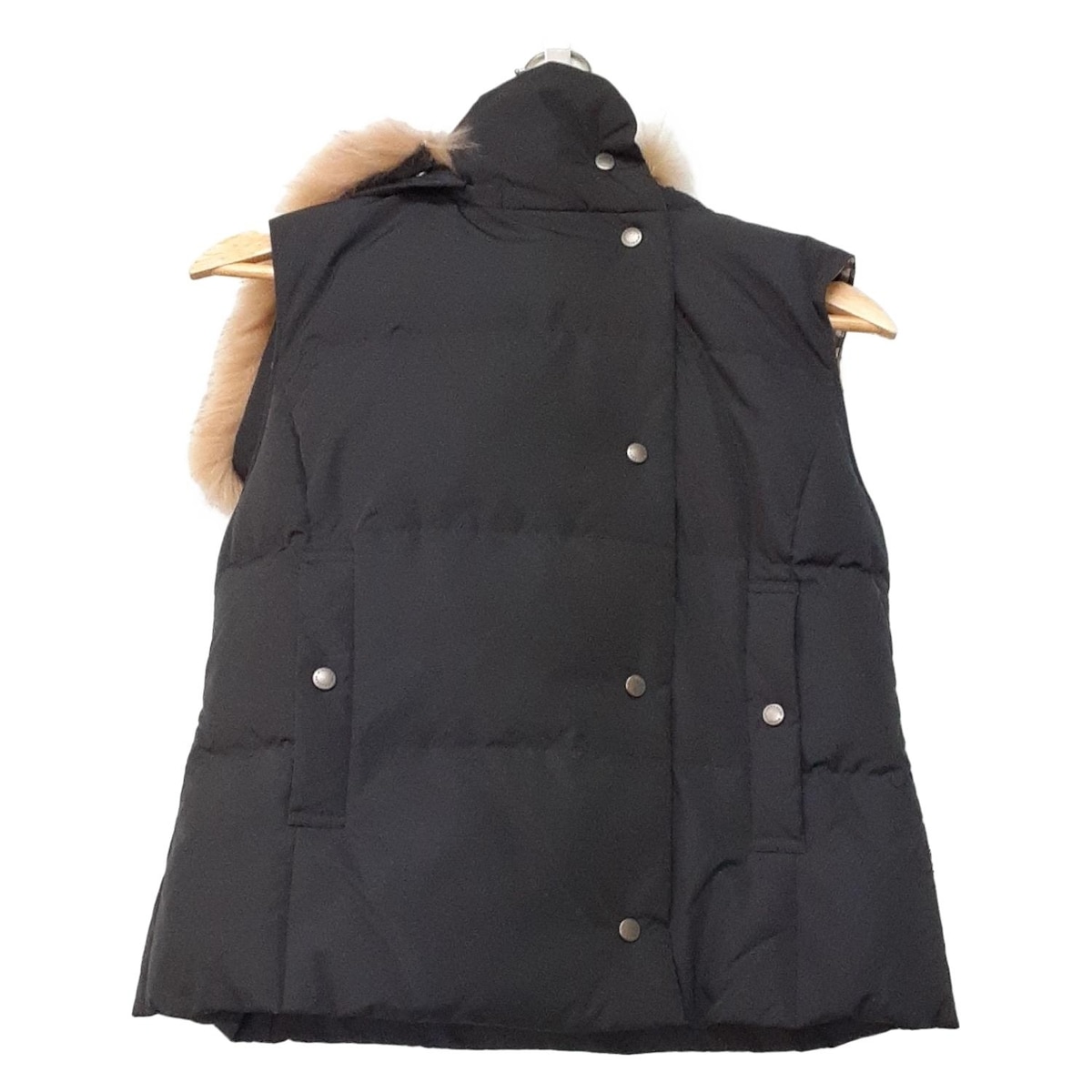 バーバリー ロンドン ノバチェック ダウンベスト ファーフード付 正規