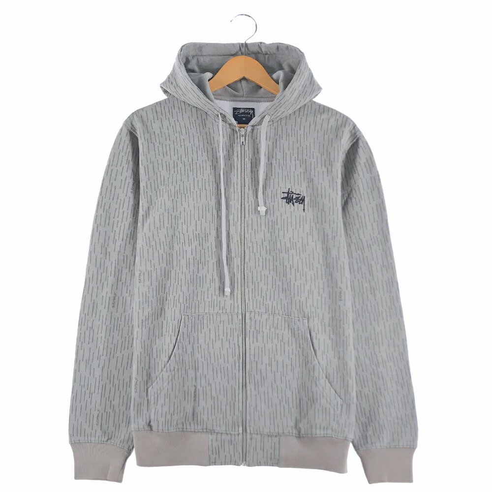 楽天市場】Stussy ZIPパーカー Mサイズ グレー ワンポイント ロゴ 刺繍