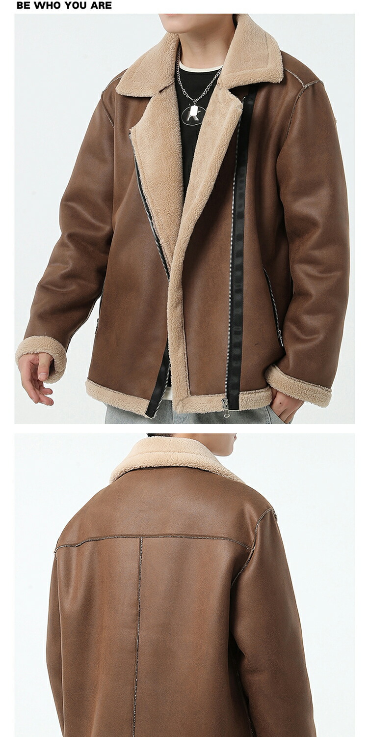 楽天市場】ムートンコート メンズ 裏起毛 レザーコート ショートコート