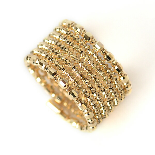 K18 ピンクゴールド ミラーボール チェーンリング フリーアジャスター