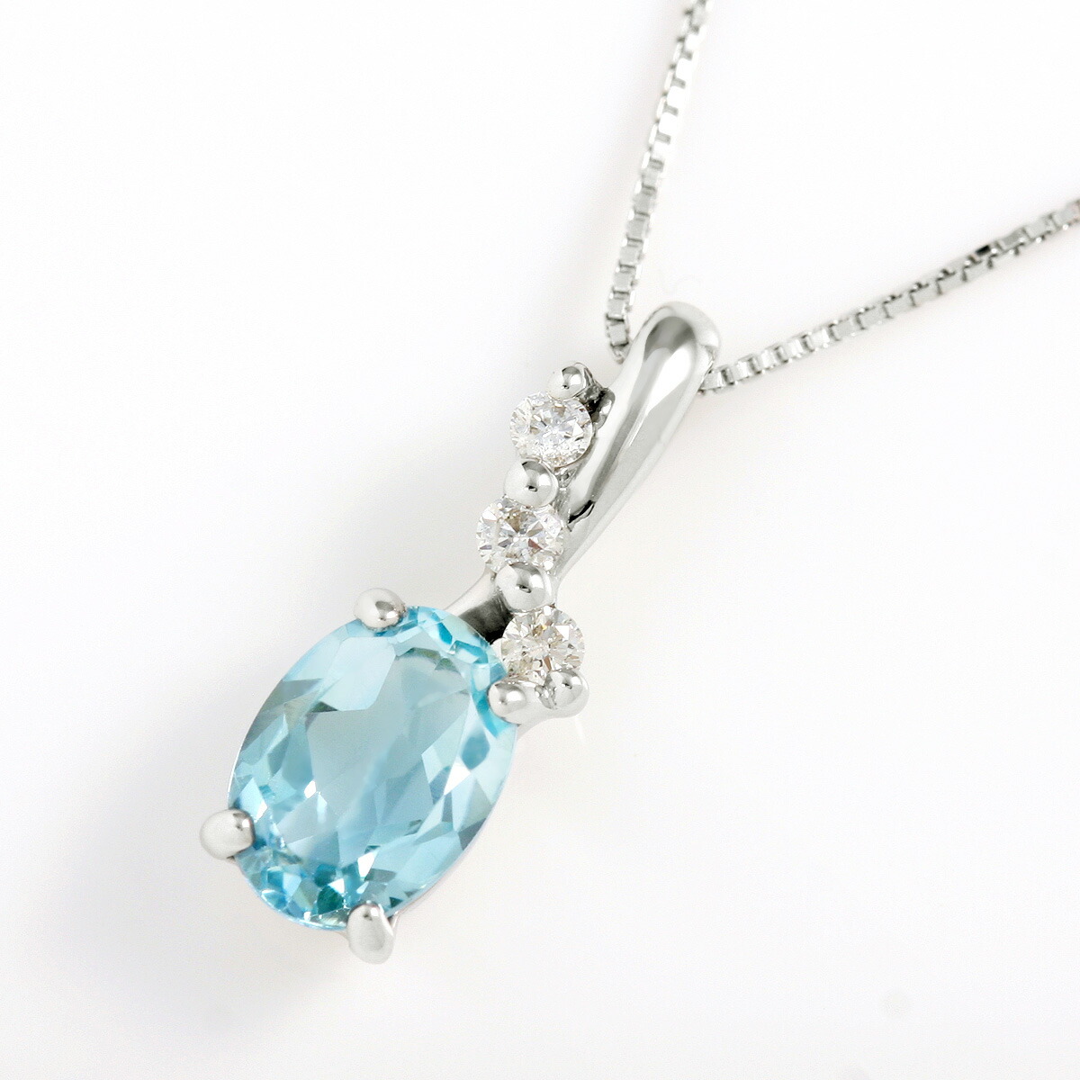 楽天市場】アクアマリン ネックレス レディース K10ホワイトゴールド