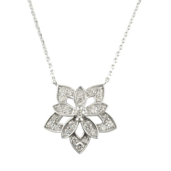 楽天市場】ダイヤモンド k18 ネックレス ダイヤ 花形 レディース