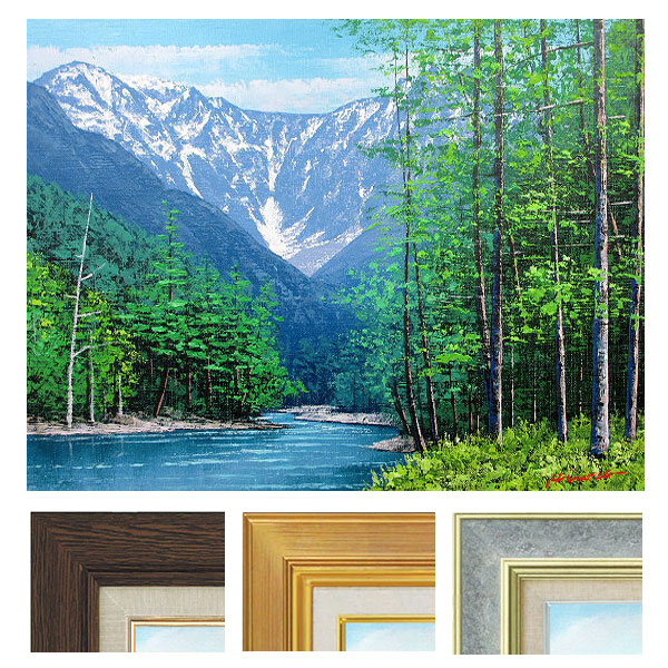 楽天市場】油彩画 F6号 広瀬和之 「穂高連峰」 真筆 額入り 額装絵画