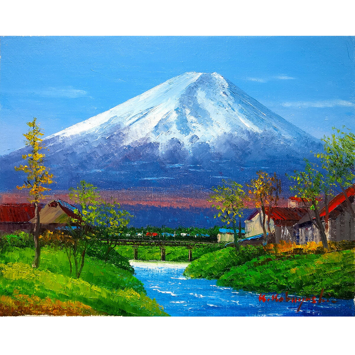 F10号 紫陽花保田三友紀の水彩画、木製新品額縁付き F10号 紫陽花