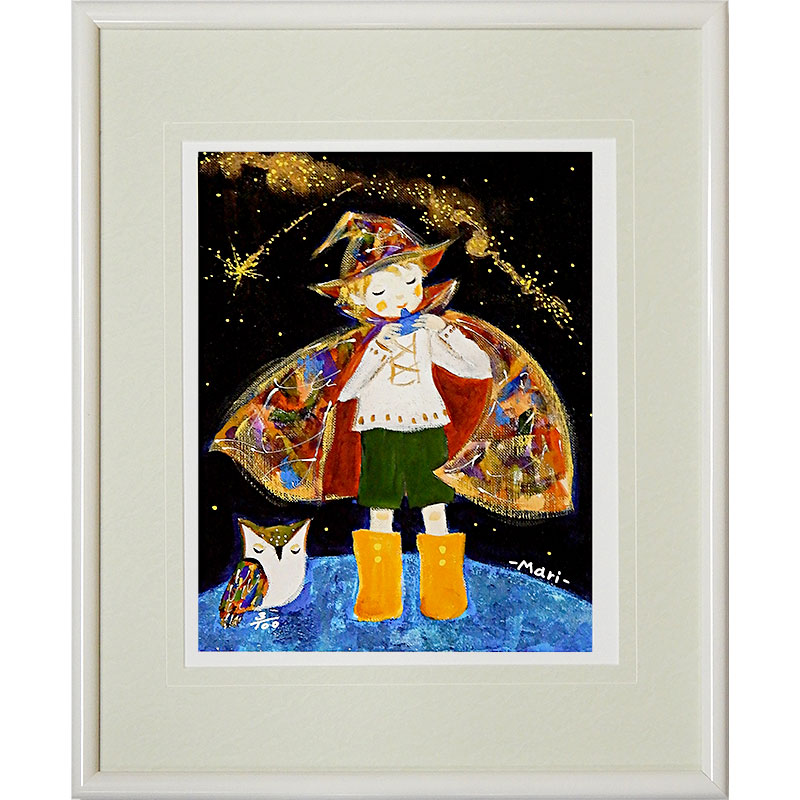 楽天市場】☆ 絵画 前田麻里 「オカリナを吹く少年」 ジグレー版画 額