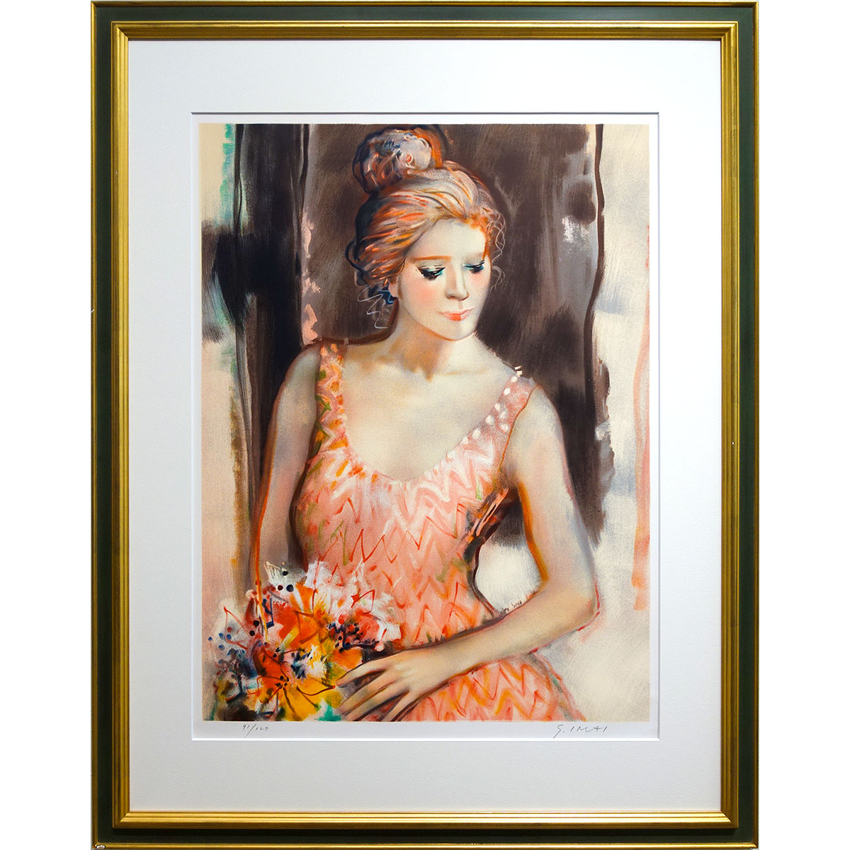 楽天市場】版画 今井幸子 「ブーケの女」 リトグラフ 額入り 限定125部