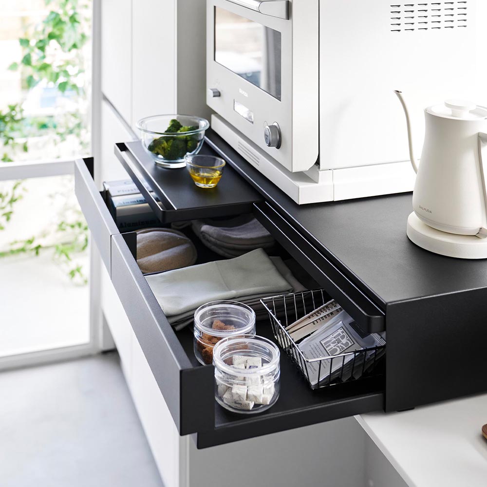 楽天市場】ツーウェイ キッチン家電下引き出し&スライドテーブル