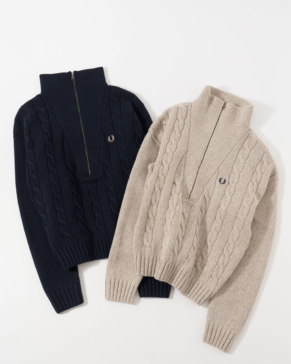 楽天市場】フレッドペリー ハーフジップ ケーブル ニット ジャンパー