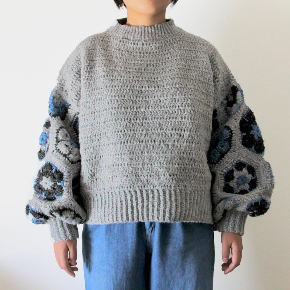 楽天市場】かぎ針1本で編める！バルーンスリーブセーター（グレー