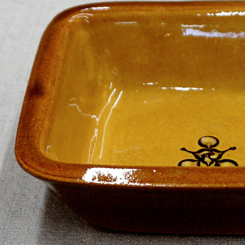 楽天市場】和食器 布志名焼 湯町窯 角 小鉢 12cm 花紋濃茶 黄釉